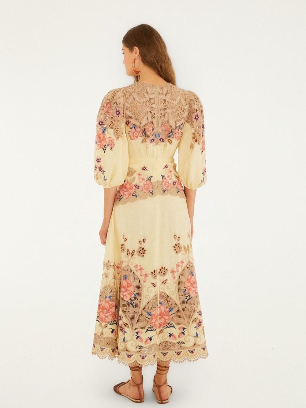 Farm Rio: Butter Yellow Embroidered Midi
Dress - DT - Picture 3 of 9